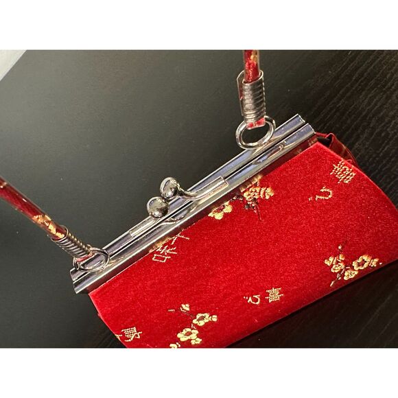 NWD Vintage-Inspired Asian Red Floral Embroidered Mini Handbag Evening Purse - Picture 9 of 10